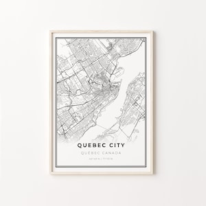 Quebec City Print, City Map Art Poster, Print, Wall Art Decor, Modern Black and White Style, Gift Under 50, C13-852
