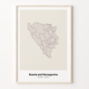 Bosnia and Herzegovina Print, Bosnian Gift, Minimalistic Country Map Poster, BA Line Art, Minimalist design, C24-23