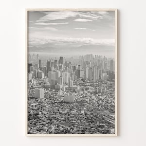 Stampa poster opaca di Manila, arte della parete in bianco e nero di Manila, decorazione della parete di Manila, viaggio di Manila, poster della mappa stradale di Manila, mappa della città, C18-720