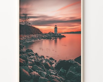 Salem Massachusetts Lighthouse Sunset Photo Print
