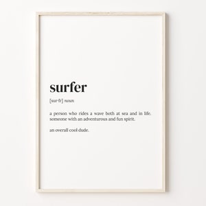 Surfer Definition Print: Quote Wall Art