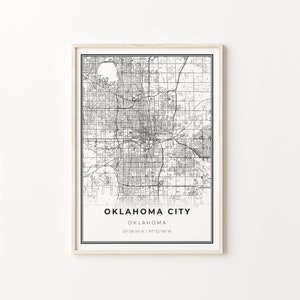 Oklahoma City Print, City Map Art Poster, Oklahoma OK USA, Wall Art Decor, Modern Black and White Style, Gift For A Mom, C13-192