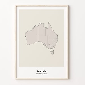 Australia Print, Australian Gift, Minimalistic Country Map Poster, AU Line Art, Map outline print, C24-9