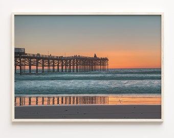 Mission Beach San Diego Sunset Photo: Coastal Wall Art Print