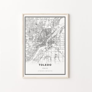 Toledo Ohio Map Print: Modern Black and White City Art