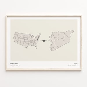 Minimalistische Landkarte Poster, USA Poster, Nord-Syrien Karte, USA Wandbild, Gap Year Geschenk, C21-176