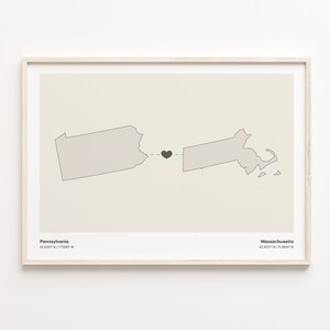Pennsylvania Massachusetts Map Print: Minimalist Travel Wall Art