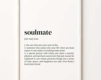 Soulmate Definition Print: Quote Wall Art