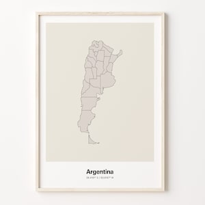 Argentina Print, Argentine Gift, Minimalistic Country Map Poster, AR Line Art, Simple wall art, C24-6