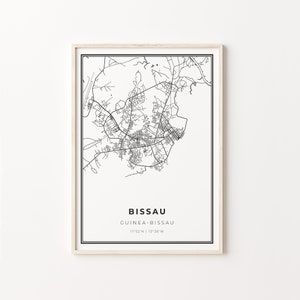 Bissau Print, City Map Art Poster, Guinea-Bissau, Wall Art Decor, Modern Black and White Style, Livingroom Artwork, C13-419