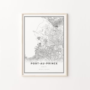 Port-au-Prince Print, City Map Art Poster, Haiti, Wall Art Decor, Modern Black and White Style, Entryway Gifts, C13-675