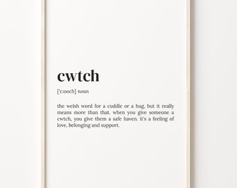 Cwtch Definition Print: Welsh Word Art for Loved Ones