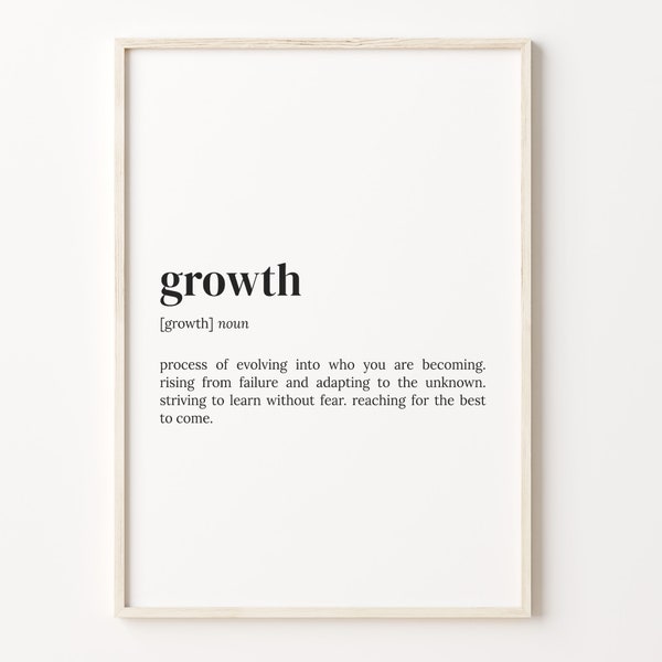 Growth Definition Print, Dictionary Poster, Quote Wall Art, Growth Mindset Art, Growth Mindset, Motivational Gift, Gift Ideas, C17-202