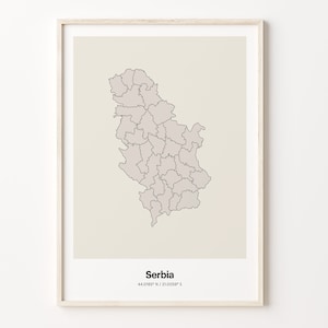Serbia Map Print: Minimalist Line Art, Serbian Gift