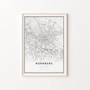 Nürnberg Print, City Map Art Poster, Nuremberg Germany, Wall Art Decor, Modern Black and White Style, Gift Grandma, C13-816