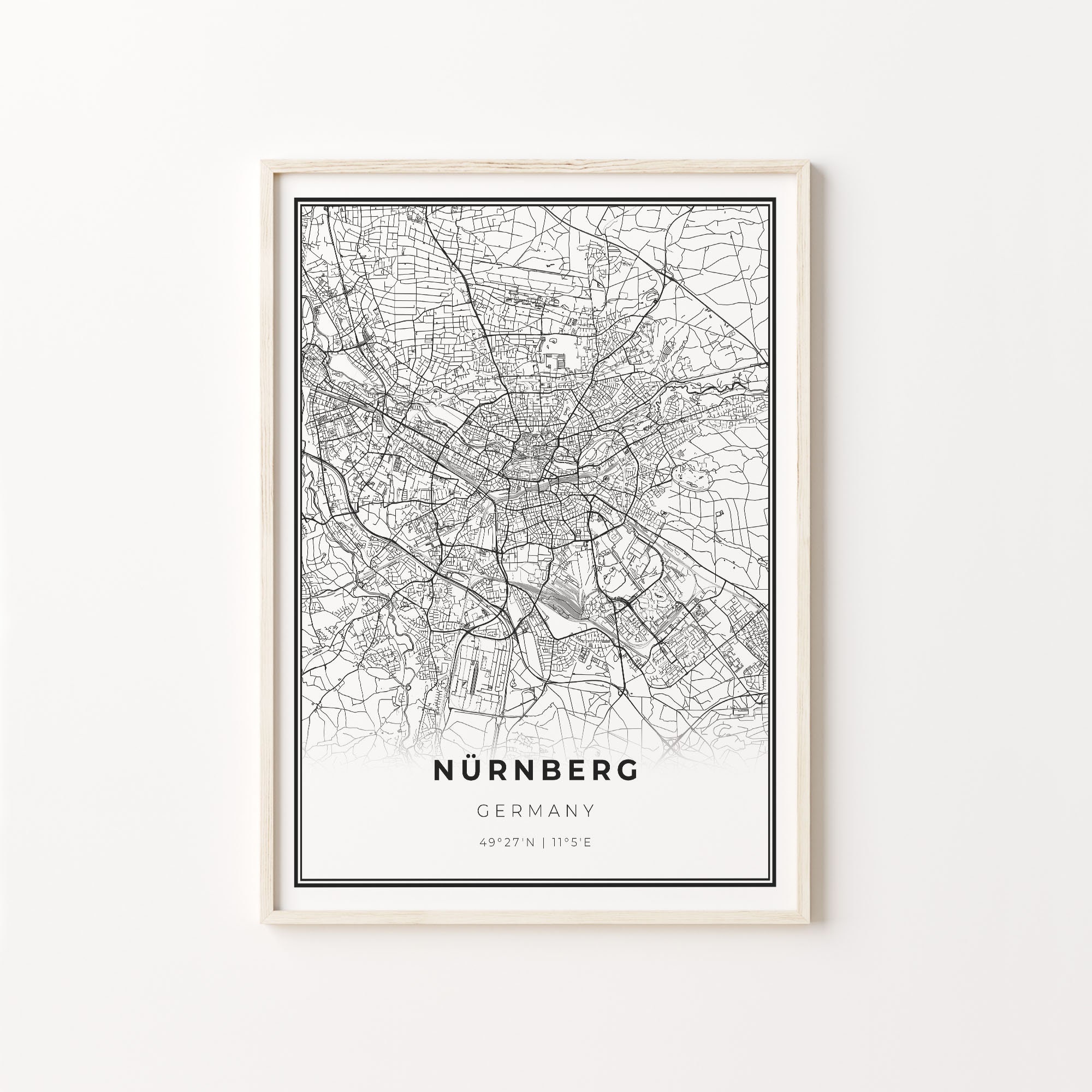 Nürnberg Print, City Map Art Poster, Nuremberg Germany, Wall Art Decor, Modern Black and White Style, Gift Grandma, C13-816