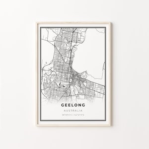 Geelong Print, City Map Art Poster, Australia, Wall Art Decor, Modern Black and White Style, Gift For Dad, C13-471