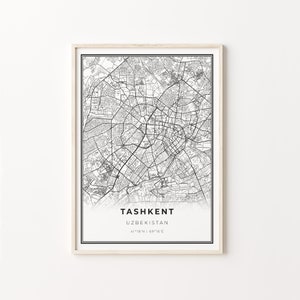 Tashkent Print, City Map Art Poster, Uzbekistan, Wall Art Decor, Modern Black and White Style, Gift For A Mom, C13-762