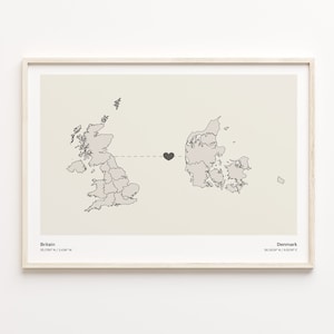 Großbritannien, Dänemark Druck, dänisches Geschenk, minimalistische Landkarte Poster, Großbritannien Kunst, neue Landkarte, C21-246