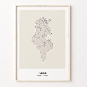 Tunisia Print, Tunisian Gift, Minimalistic Country Map Poster, TN Line Art, Minimal decor, C24-184