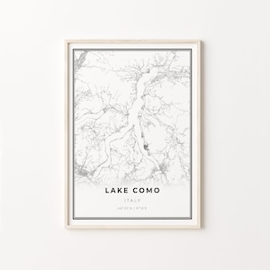 Lake Como Print, City Map Art Poster, Italy Italia, Wall Art Decor, Modern Black and White Style, Gift For Sister, C13-759