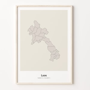 Laos Print, Laotian Gift, Minimalistic Country Map Poster, LA Line Art, Minimal decor, C24-100