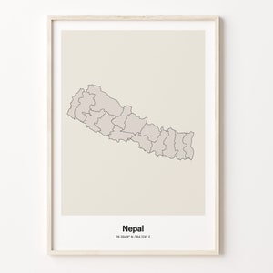 Nepal Print, Nepalese Gift, Minimalistic Country Map Poster, NP Line Art, Neutral wall art, C24-129