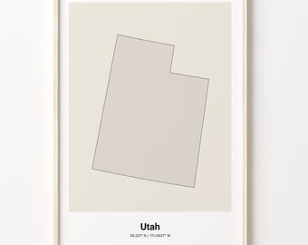 Minimalist Utah Map Print: Subdued Line Art Poster
