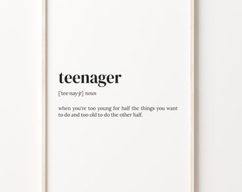 Teenager Definition Print: Dictionary Wall Art
