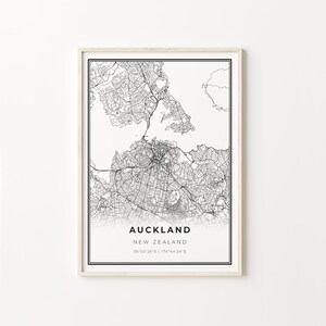 Impressão de Auckland, pôster de arte de mapa da cidade, Nova Zelândia, decoração de arte de parede, estilo moderno em preto e branco, presenteie-se, C13-855