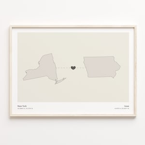New York, Iowa Print, Iowa Geschenk, Minimalistische Verbindung Karte Poster, Reise Wandkunst, Gap Jahr, C21-1363