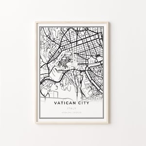 Vatican City Print, City Map Art Poster, Italy, Wall Art Decor, Modern Black and White Style, Gift For In Laws, C13-798