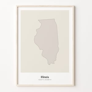 Illinois Print, Illinoisan Gift, Minimalistic Country Map Poster, IL Line Art, Modern map art, C24-214