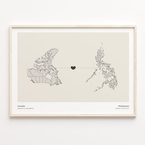 Canada Philippines Map Print: Minimalist Country Connection Art