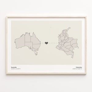 Australien Kolumbien Kunstdruck, chinesisches Geschenk, Landkarte Poster, Reise Wandkunst, Abschiedskarte, C21-834