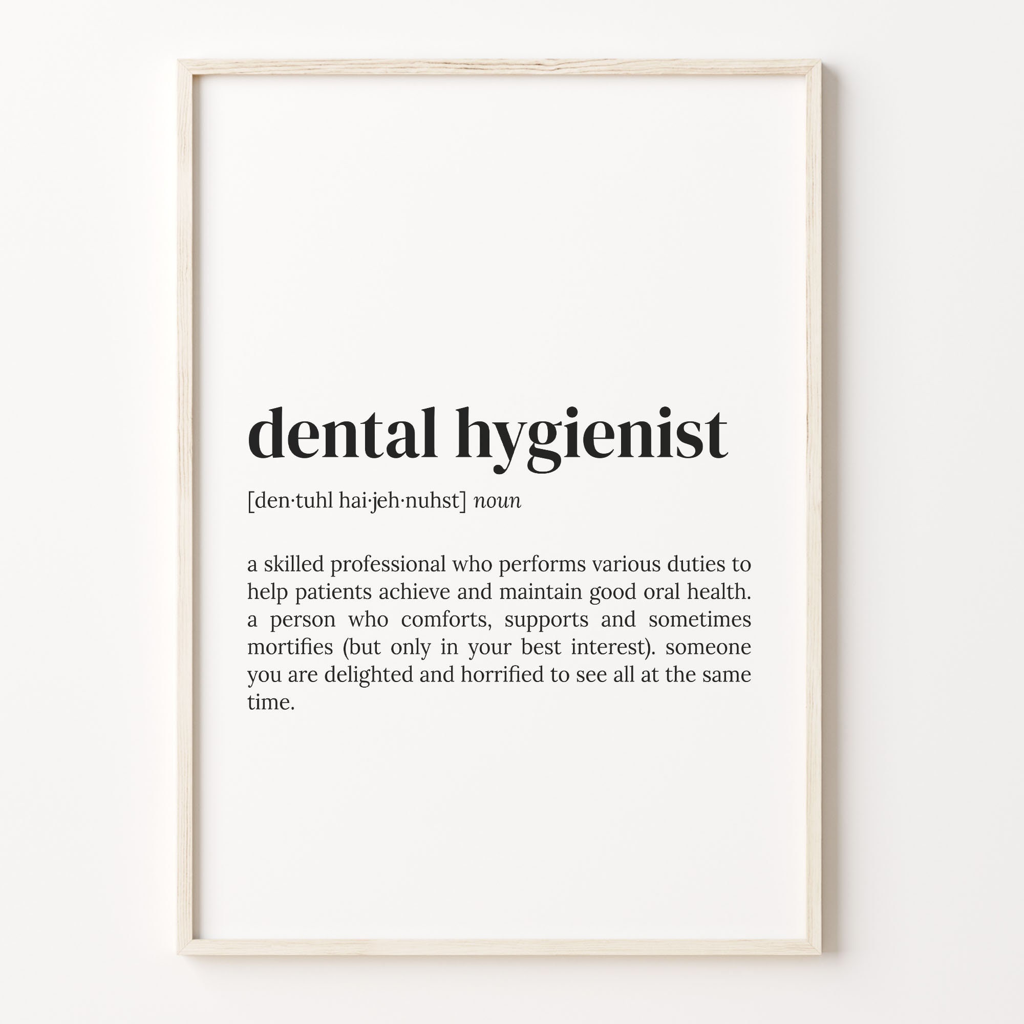Dental Hygienist Definition Print, Dictionary Poster, Quote Wall Art, Gift For Coworker, Funny Dental Gift, Dental Worker, C17-103