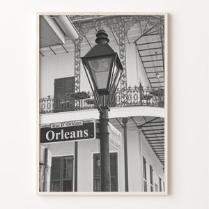 New Orleans Mattierte Poster Druck, New Orleans Schwarzweiß Kunst, New Orleans Dekor, New Orleans Reise, Straßenkarte Poster, C18-731