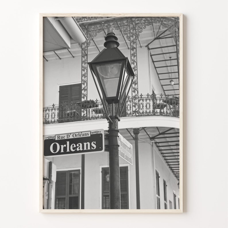 New Orleans Black and White Photography Print: Street Map Art image 1