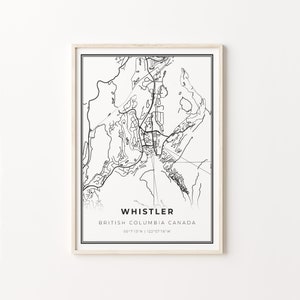 Whistler BC Print, City Map Art Poster, British Columbia Canada, Wall Art Decor, Modern Black and White Style, Gift For Lawyer, C13-804