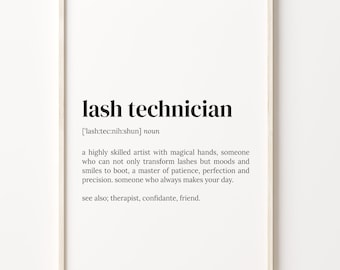 Lash Technician Definition Print: Quote Wall Art