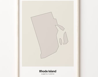 Rhode Island Map Print: Minimalist Line Art Poster