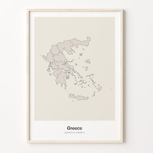 Griechenland Print, Geschenk Griechenland, minimalistische Landkarte Poster, GR Linienkunst, Ästhetische Wandkunst, C24-69