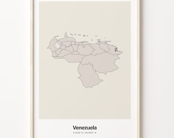 Venezuela Map Print: Minimalist Line Art Poster