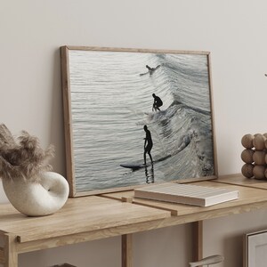 Surfing Black and White Poster Print: Coastal Wall Art image 2