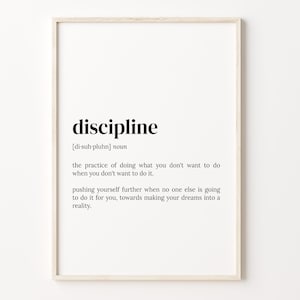 Disziplin Definition Print, Wörterbuch Poster, Zitat Wandkunst, Disziplin Spaß Kunst, Motivation Spaß Zitat, Motivationsgeschenk, C17-113
