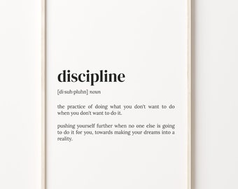 Discipline Definition Print: Dictionary Quote Art