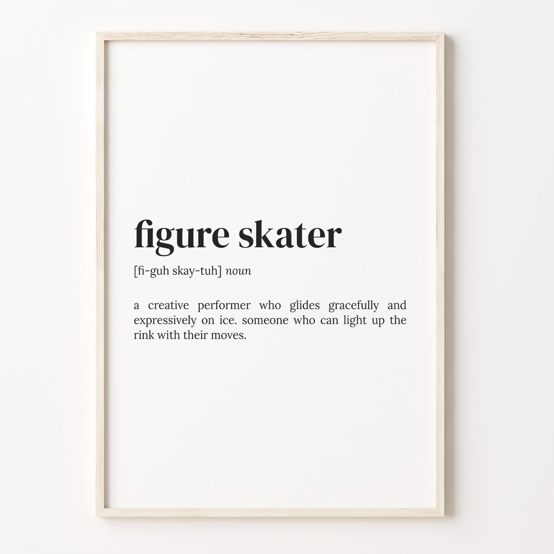 Figure Skater Definition Print Dictionary Poster Quote Wall Etsy