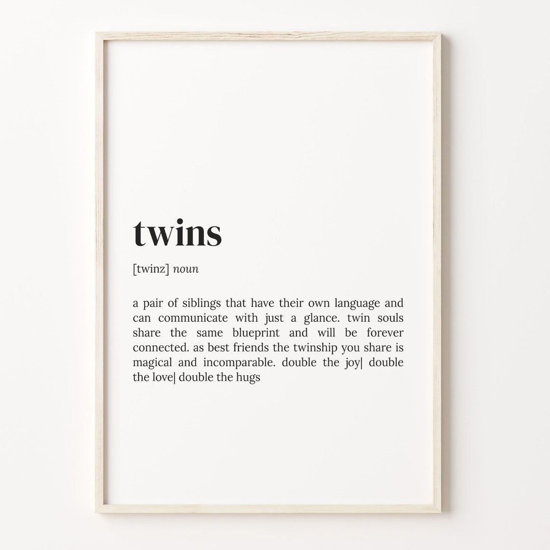 Twins Definition Print Dictionary Poster Quote Wall Art Etsy