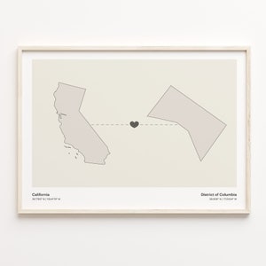 California to District of Columbia Print, Washingtonian Gift, Minimalistic Map Poster, Travel Wall Art, Moving Overseas Gift, C21-1202