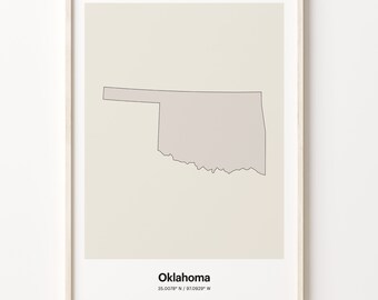 Oklahoma Map Print: Minimalist Line Art Poster